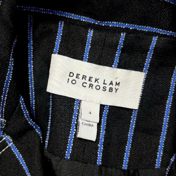 Derek Lam 10 Crosby Black Blue Pinstripe Blazer Jacket Womens Size 4 - Picture 5 of 7